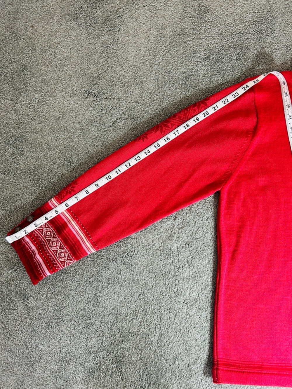 Dale of Norway Red & Cream Quarter-Zip Mock Cowl Neck Sweater with Metal Buttons - Picture 7 of 12
